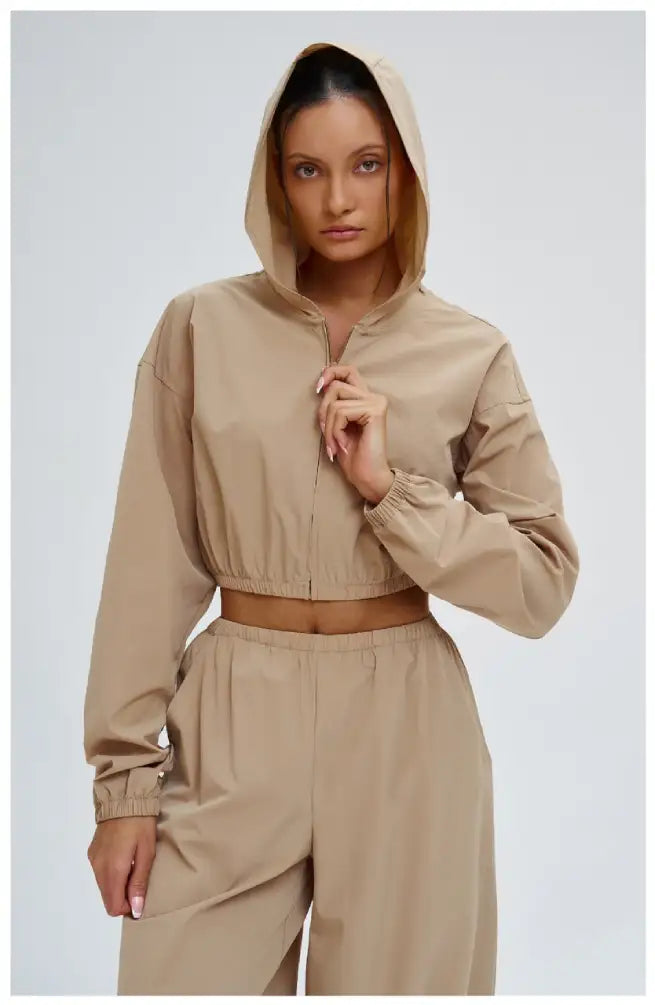 Cropped jacket &  wide-leg trousers